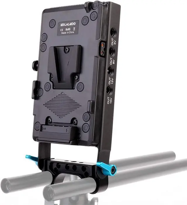 Alt view image 2 of 7 - V-Mount Lock Battery Plate Power Supply Splitter Adapter with 15mm Rod Clamp + BMPCC 4K and 6K Locking DC Cable for Blackmagic Pocket Cinema Camera 4K/6K.
