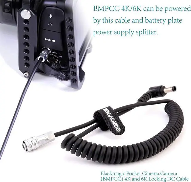 Alt view image 5 of 7 - V-Mount Lock Battery Plate Power Supply Splitter Adapter with 15mm Rod Clamp + BMPCC 4K and 6K Locking DC Cable for Blackmagic Pocket Cinema Camera 4K/6K.