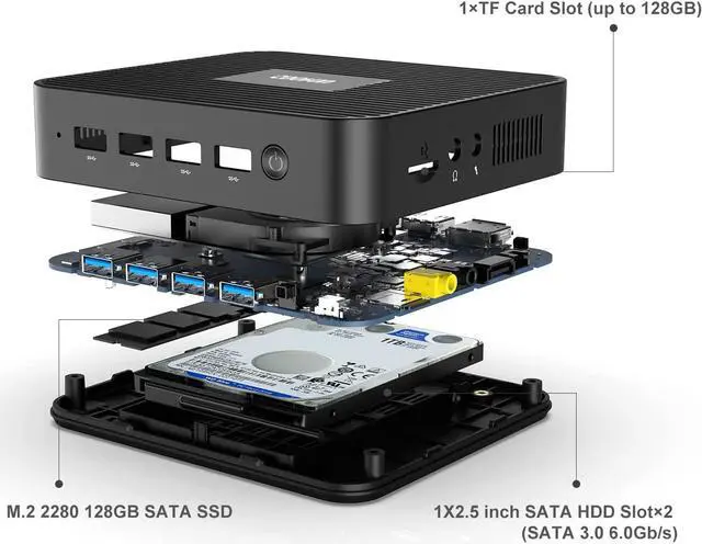 Alt view image 5 of 7 - Mini PC GK41 with Windows 11 Pro 8GB DDR4 256GB SSD Celeron J4125 Processor Quad Core Dual LAN Mini PC, USB3.0 x4, Digital Mic, Mini Computers 4K HDMI/DP Port, Dual Band Wi-Fi Micro PC