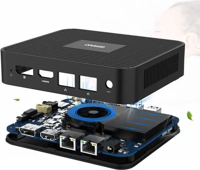Alt view image 4 of 7 - Mini PC GK41 with Windows 11 Pro 8GB DDR4 256GB SSD Celeron J4125 Processor Quad Core Dual LAN Mini PC, USB3.0 x4, Digital Mic, Mini Computers 4K HDMI/DP Port, Dual Band Wi-Fi Micro PC