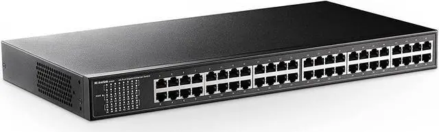 Main image of 48 Port Gigabit Ethernet Switch, Dual Power Supply, Fanless Metal Rackmount Unmanaged Plug and Play Network Switch