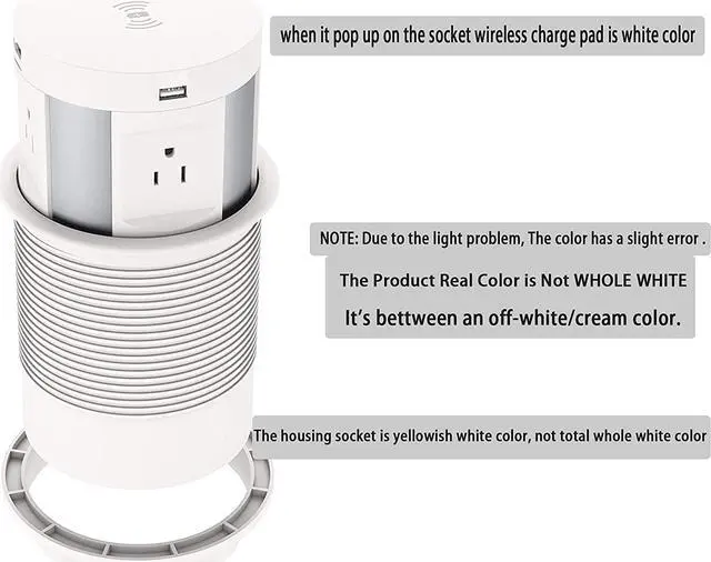 Alt view image 2 of 6 - Automatic Pop Up Outlet, Hidden Recessed Outlet, Power Strip Power Socket with Wireless Charger USB Charging Station, 4US Plug+2USB+1RJ45 Port+1HDMI Port for Ofiice Conference Kitchen