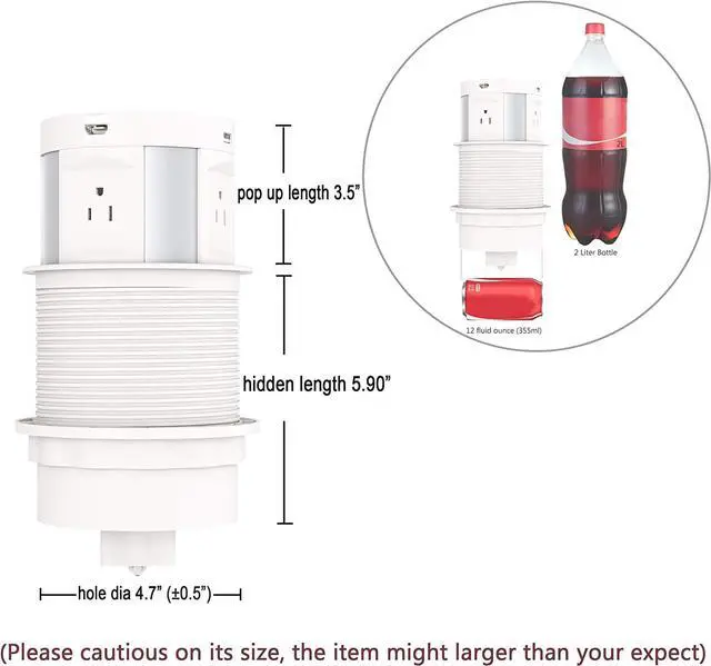 Alt view image 3 of 6 - Automatic Pop Up Outlet, Hidden Recessed Outlet, Power Strip Power Socket with Wireless Charger USB Charging Station, 4US Plug+2USB+1RJ45 Port+1HDMI Port for Ofiice Conference Kitchen