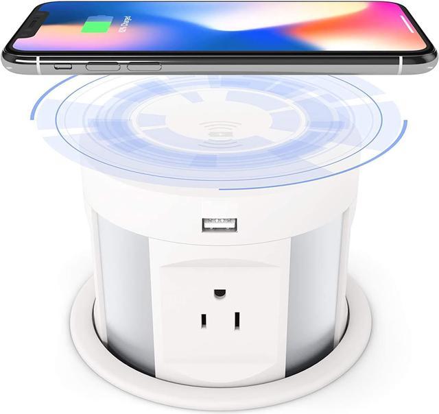 Automatic Pop Up Socket, Pop Up Power Outlet with Wireless Charger, Pulling Pop