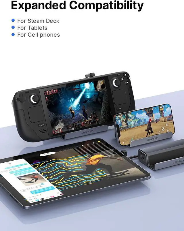 Alt view image 5 of 6 - Docking Station Compatible with Steam Deck, 5-in-1 Steam Deck Dock with HDMI 2.0 4K@60Hz, Ethernet, Dual USB-A 2.0 and Full Speed Charging USB-C Port Compatible with Valve Steam