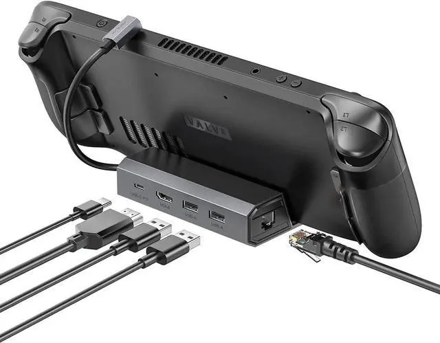 Main image of Docking Station Compatible with Steam Deck, 5-in-1 Steam Deck Dock with HDMI 2.0 4K@60Hz, Ethernet, Dual USB-A 2.0 and Full Speed Charging USB-C Port Compatible with Valve Steam