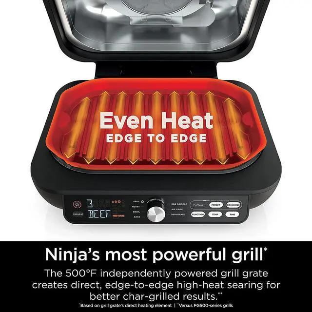 Alt view image 3 of 7 - Ninja Foodi Smart XL Pro 7-in-1 Indoor Grill/Griddle Combo, use Opened or Closed, with Griddle, Air Fry, Dehydrate & More, Pro Power Grate, Flat Top Griddle, Crisper, Smart Thermometer, IG651Black