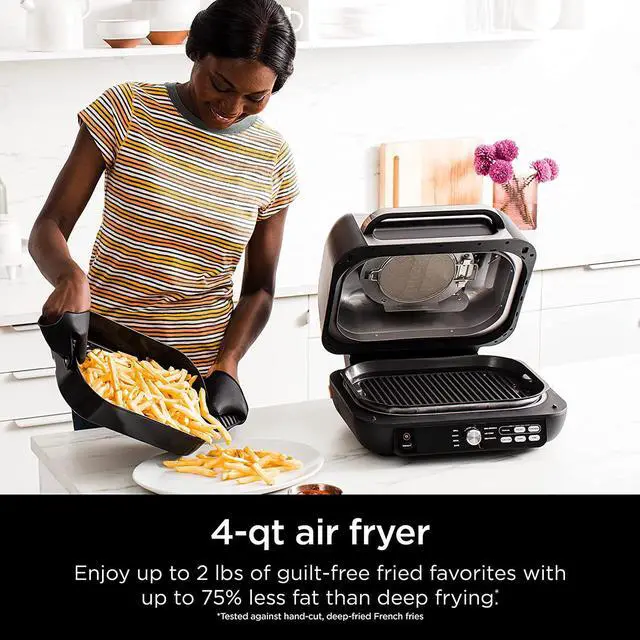 Alt view image 5 of 7 - Ninja Foodi Smart XL Pro 7-in-1 Indoor Grill/Griddle Combo, use Opened or Closed, with Griddle, Air Fry, Dehydrate & More, Pro Power Grate, Flat Top Griddle, Crisper, Smart Thermometer, IG651Black