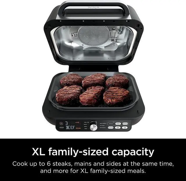 Alt view image 7 of 7 - Ninja Foodi Smart XL Pro 7-in-1 Indoor Grill/Griddle Combo, use Opened or Closed, with Griddle, Air Fry, Dehydrate & More, Pro Power Grate, Flat Top Griddle, Crisper, Smart Thermometer, IG651Black