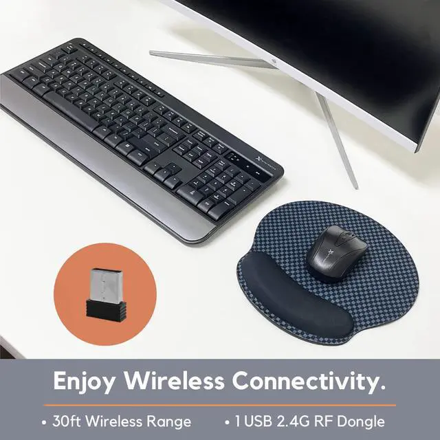 Alt view image 3 of 7 - 2.4G Wireless Mouse and Keyboard Combo - 3 in 1 Workflow Trio - 114 Key Cordless Keyboard and Mouse Combo with Mouse Pad - 10 Media Keys - Wireless Mouse Keyboard Combo for PC & Chrome