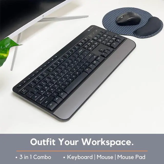 Alt view image 2 of 7 - 2.4G Wireless Mouse and Keyboard Combo - 3 in 1 Workflow Trio - 114 Key Cordless Keyboard and Mouse Combo with Mouse Pad - 10 Media Keys - Wireless Mouse Keyboard Combo for PC & Chrome