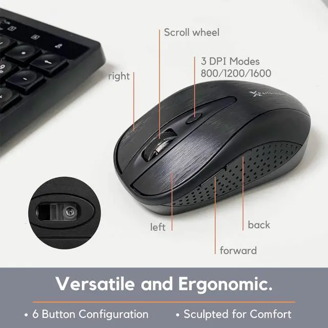 Alt view image 5 of 7 - 2.4G Wireless Mouse and Keyboard Combo - 3 in 1 Workflow Trio - 114 Key Cordless Keyboard and Mouse Combo with Mouse Pad - 10 Media Keys - Wireless Mouse Keyboard Combo for PC & Chrome