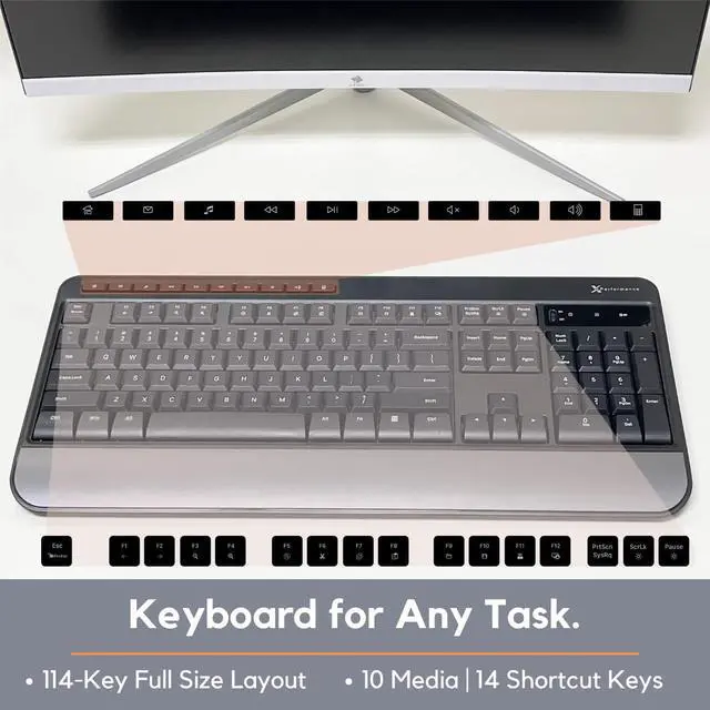 Alt view image 4 of 7 - 2.4G Wireless Mouse and Keyboard Combo - 3 in 1 Workflow Trio - 114 Key Cordless Keyboard and Mouse Combo with Mouse Pad - 10 Media Keys - Wireless Mouse Keyboard Combo for PC & Chrome