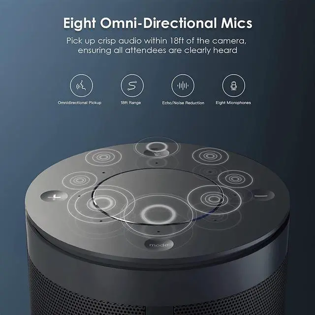 Alt view image 5 of 7 - NexiGo Meeting 360, 8K Captured AI-Powered Framing & Speaker Tracking, 1080p HD 360-Degree Smart AIO Video Conference Camera, 8 Noise-Cancelling Microphones, and Speaker