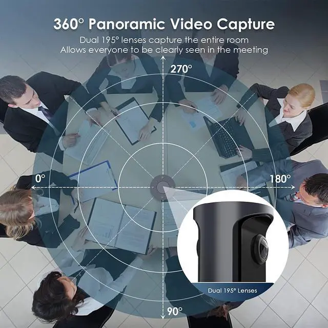 Alt view image 7 of 7 - NexiGo Meeting 360, 8K Captured AI-Powered Framing & Speaker Tracking, 1080p HD 360-Degree Smart AIO Video Conference Camera, 8 Noise-Cancelling Microphones, and Speaker