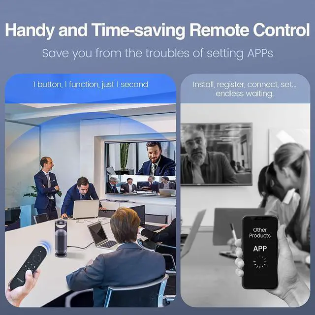 Alt view image 6 of 7 - Video Conference Camera - Meeting Capsule w/ 1080P 360 Webcam 8 Mics and Hi-Fi Speaker, AI Voice/Face/Figure Capturing Conference Room Camera w/ 5 Video Modes, Noise Reduction, Echo Cancellation