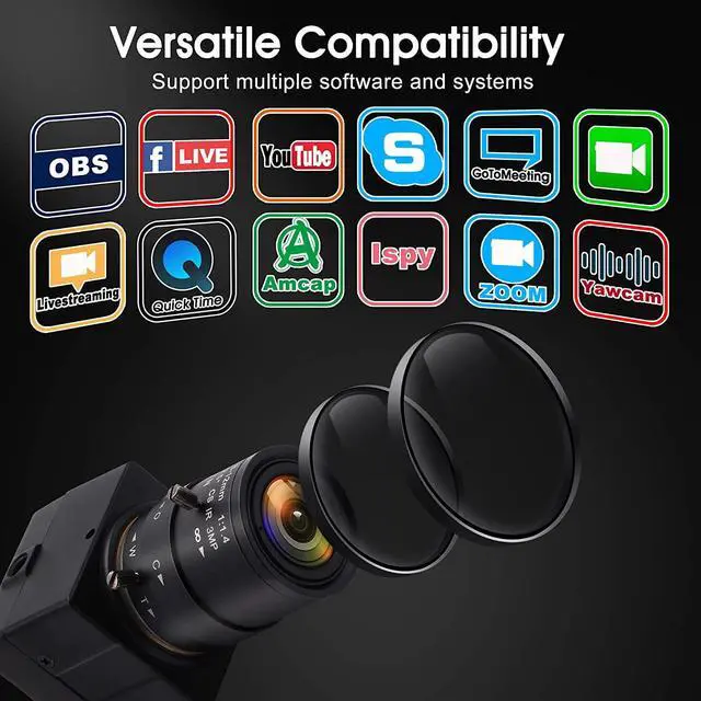 Alt view image 6 of 7 - 4K Ultra HD USB Camera,UHD 2.8-12mm 10X Varifocal Lens USB Camera with 2160P Sony IMX317 Sensor,UVC Compliant Webcam Support Most OS,Free Driver Plug and Play for Conference Calling Live Streaming