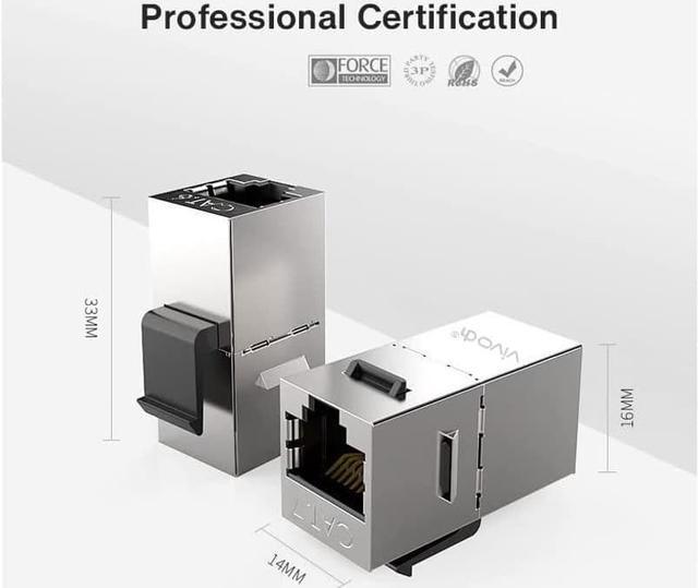 CAT7 Shielded Keystone Jack Coupler Inline RJ45 Feed-Through 10G