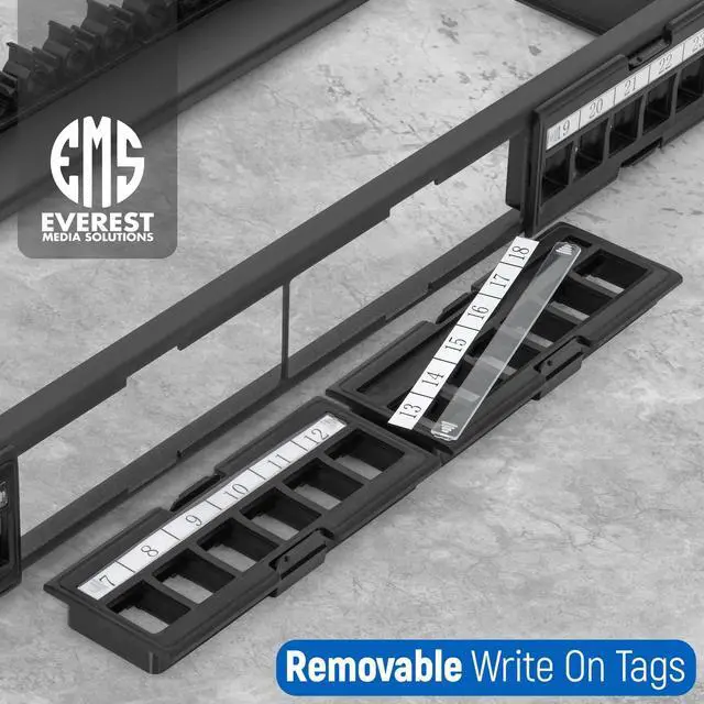 Alt view image 6 of 6 - easyPATCH (1-Pack) - 24 Port Keystone Patch Panel - Snap-in Design with Adjustable Rear Cable Management Bar - Heavy-Duty 19" 1U Rack, Cabinet Mount - for CAT5e, CAT6, CAT6A, USB, HDMI