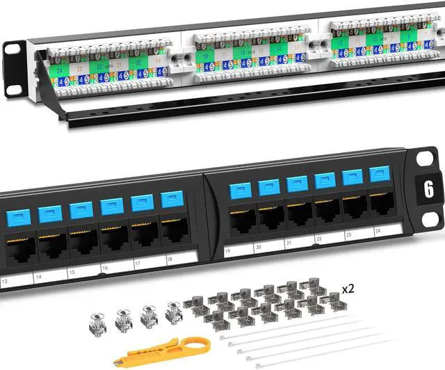 CAT6 24 Ports Patch Panel, Rack Mount - 1U, 19 inch,RJ45