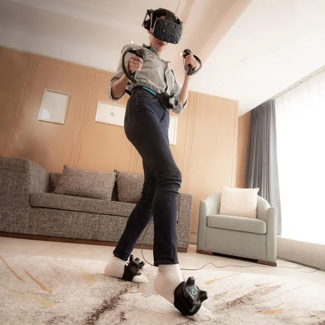 Alt view image 6 of 7 - VIVE Tracker 3.0 / VIVE Tracker Full Body Tracking - 10+ hrs 6,000mAh Battery - Adjustable Comfortable Foot Straps and Waist Belt - Popular in VRChat - Motion Capture