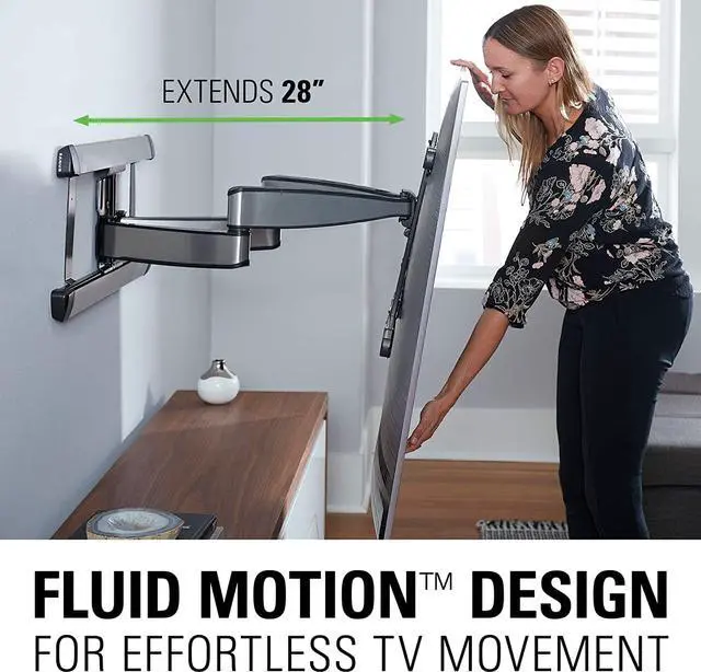 Alt view image 2 of 7 - Premium Full Motion TV Wall Mount for TVs Up to 90" - Stainless Steel Finish with FluidMotion Design for Smooth Extension, Swivel & Tilt