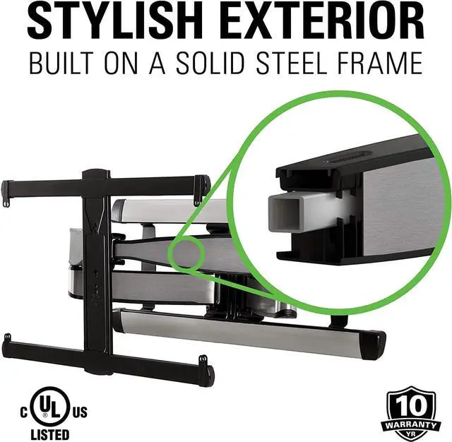 Alt view image 7 of 7 - Premium Full Motion TV Wall Mount for TVs Up to 90" - Stainless Steel Finish with FluidMotion Design for Smooth Extension, Swivel & Tilt