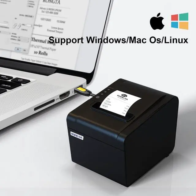 Alt view image 3 of 5 - POS Printer, 80mm USB Thermal Receipt Printer, Restaurant Kitchen Printer with Auto Cutter Support Cash Drawer,USB Serial Ethernet Interface Optional for Windows/Mac/Linux (RP326)