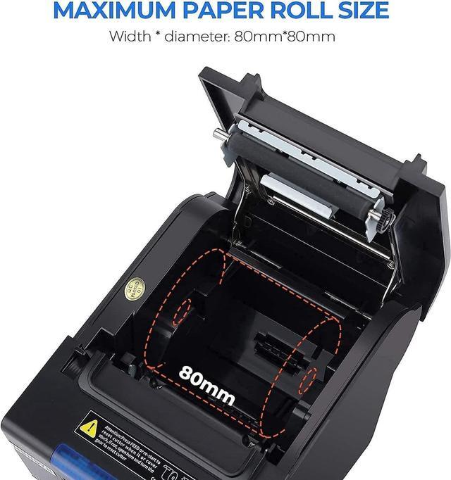 Alt view image 7 of 7 - Receipt Printer P068, 3 1/8" 80mm Direct Thermal Printer, POS Printer with Auto Cutter - Receipt Printer with USB Serial Ethernet Windows Driver ESC/POS Support Cash Drawer