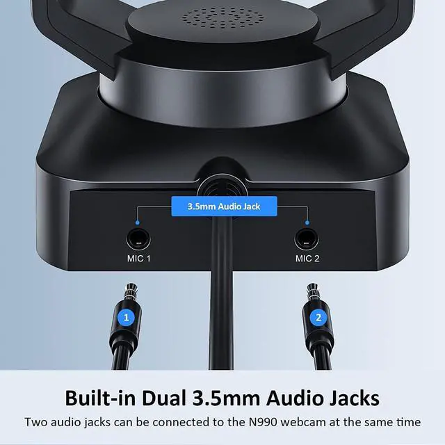 Alt view image 4 of 7 - NexiGo Zoom Certified Gen 2 4K PTZ Webcam, Video Conference Camera System with 5X Digital Zoom, Sony_Starvis Sensor, Position Preset, Dual Stereo Mics, 2x3.5mm Audio Jacks for External Mics