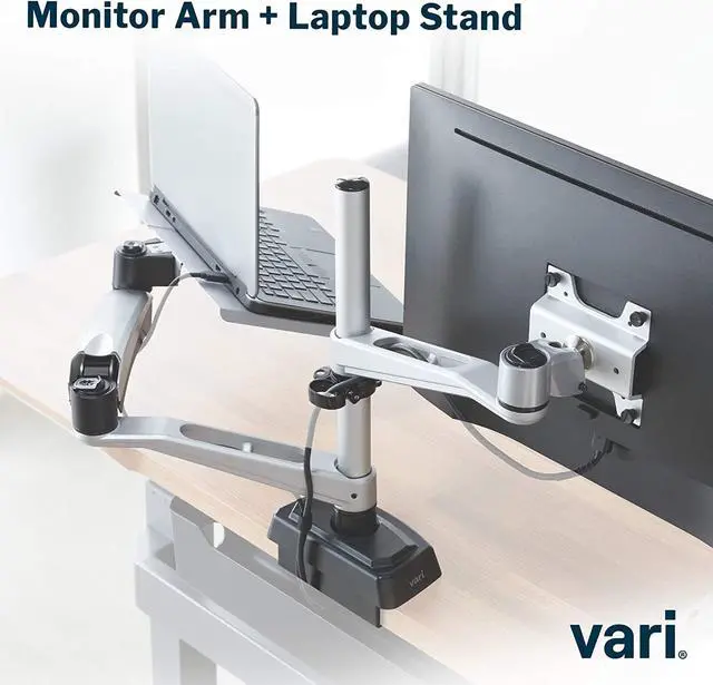Alt view image 3 of 7 - Monitor Arm + Laptop Stand - VESA Monitor Mount with 360 Degree Rotation & 15" Laptop Stand with Adjustable Height - Monitor up to 27 inches, 19.8 lbs - Single Monitor & Laptop Mount