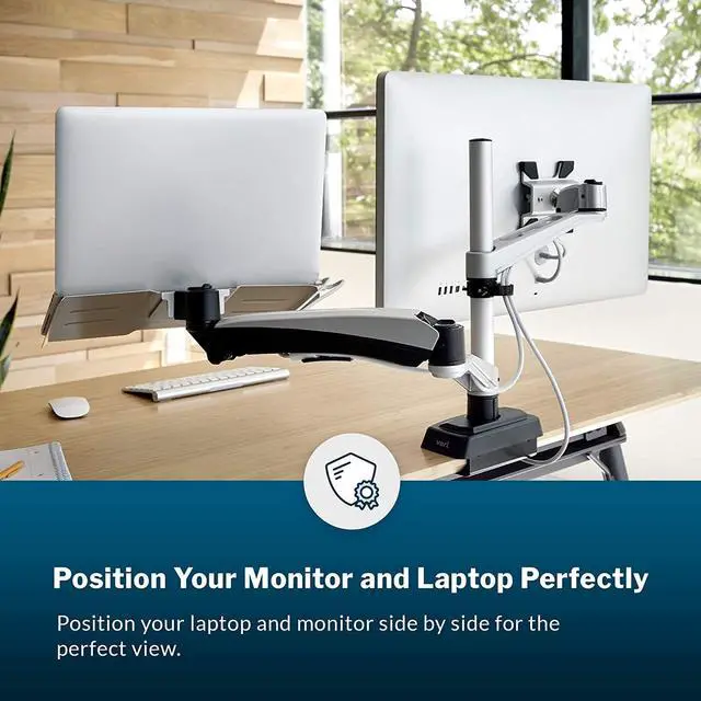 Alt view image 6 of 7 - Monitor Arm + Laptop Stand - VESA Monitor Mount with 360 Degree Rotation & 15" Laptop Stand with Adjustable Height - Monitor up to 27 inches, 19.8 lbs - Single Monitor & Laptop Mount