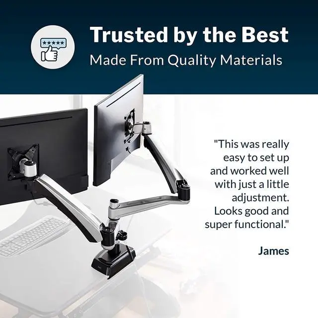 Alt view image 4 of 7 - Dual Monitor Arm - VESA Monitor Mount with 360 Degree Adjustment - Double Monitor Arms with Full Range Adjustability - Computer Monitor Stand - Desk Organizers & Accessories for Home or Office
