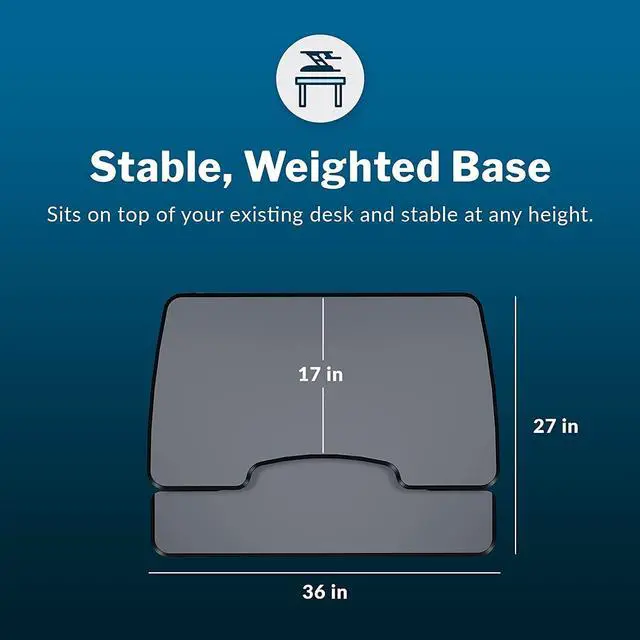 Alt view image 4 of 6 - VariDesk Essential 36 by Vari - Two-Tier Standing Desk Converter for Monitor & Accessories - Height Adjustable Sit Stand Desk - Fully Assembled Monitor Riser for Home Office - 36" Wide, Black