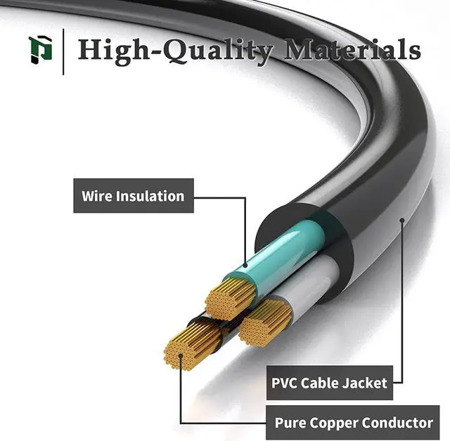 Alt view image 3 of 6 - Outdoor Extension Cord 15 FT Waterproof, 16/3 Gauge Black Heavy Duty 3 Prong Extension Cord, 13A 1625W SJTW, ETL Listed, Great for Garden and Home