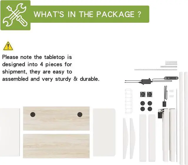 Alt view image 7 of 7 - Electric Height Adjustable Standing Desk, Radlove 55 x 24 Inches Stand Up Desk Workstation, Splice Board Home Office Computer Standing Table Ergonomic Desk (White Frame + 55" White+Maple Top)