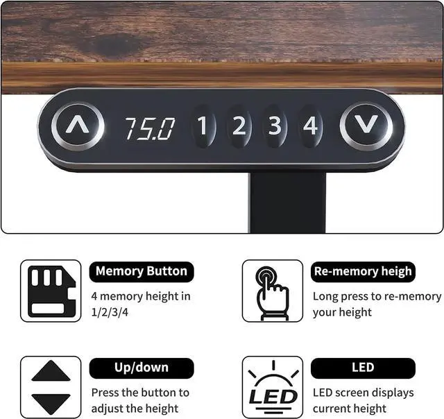 Alt view image 5 of 7 - Electric Height Adjustable Standing Desk, Radlove 55 x 24 Inches Stand Up Desk Workstation, Splice Board Home Office Computer Standing Table Ergonomic Desk (White Frame + 55" White+Maple Top)