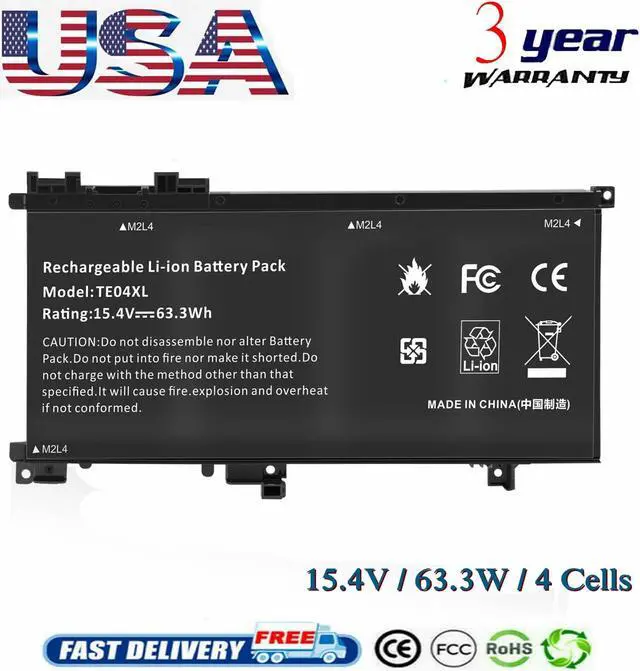 Alt view image 2 of 7 - TE04XL Battery For HP Pavilion 15-bc Omen 15-AX 15-ax200 849910-850 905277-855 TE04XL 905175-271 905175-2C1 905277-555 HSTNN-UB7A HSTNN-DB7T