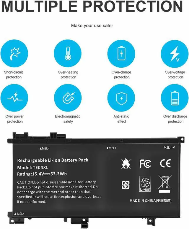 Alt view image 5 of 7 - TE04XL Battery For HP Pavilion 15-bc Omen 15-AX 15-ax200 849910-850 905277-855 TE04XL 905175-271 905175-2C1 905277-555 HSTNN-UB7A HSTNN-DB7T