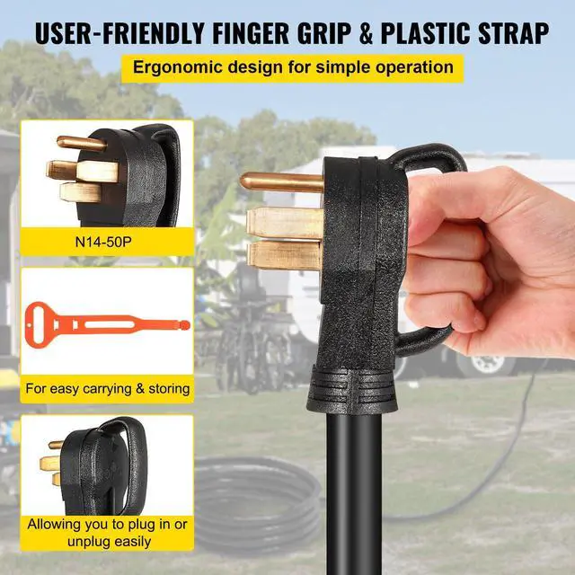 Alt view image 6 of 7 - Generator Extension Cord 15 Ft 6/3 and 8/1 Power Cable 50 Amp Adapter Plug