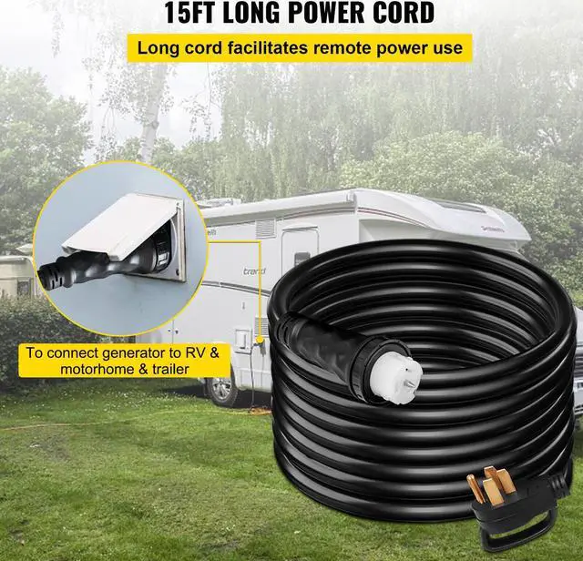 Alt view image 4 of 7 - Generator Extension Cord 15 Ft 6/3 and 8/1 Power Cable 50 Amp Adapter Plug