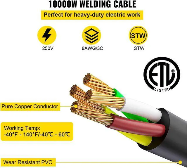 Alt view image 3 of 7 - 50' 250 Volt 40 Amp Heavy Duty 8/3 Welder Extension Cord MIG TIG Plasma