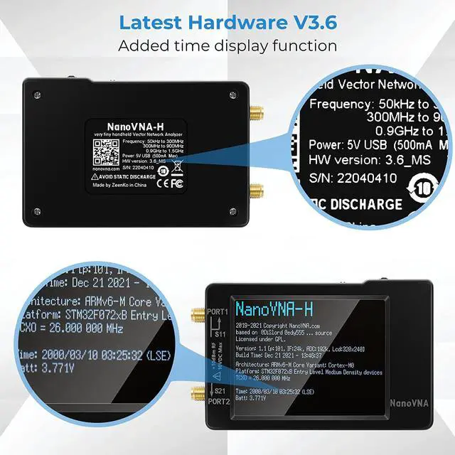 Alt view image 2 of 7 - Upgraded NanoVNA-H Vector Network Analyzer 10KHz -1.5GHz Latest HW Version 3.6 | HF VHF UHF Antenna Analyzer Measuring S Parameters, Voltage Standing Wave Ratio, Phase, Delay, Smith Chart