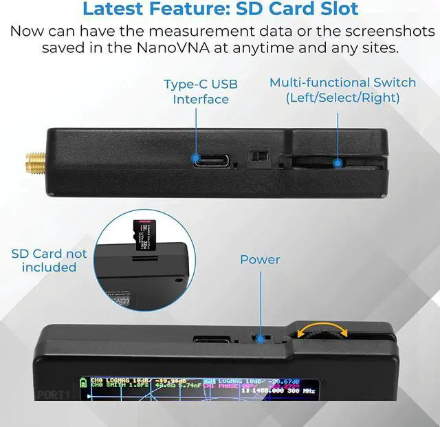 Alt view image 3 of 7 - Upgraded NanoVNA-H Vector Network Analyzer 10KHz -1.5GHz Latest HW Version 3.6 | HF VHF UHF Antenna Analyzer Measuring S Parameters, Voltage Standing Wave Ratio, Phase, Delay, Smith Chart