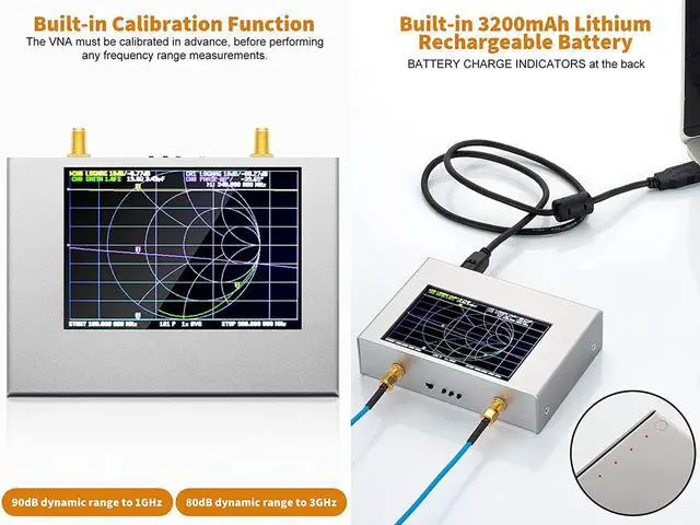 Alt view image 3 of 7 - Upgraded NanoVNA V2 PLUS4 Vector Network Analyzer 50kHz-4GHz - Antenna Analyzer S Parameters Measurements with 4'' Touchscreen | HF VHF UHF SWR, Phase, Delay, Smith Chart with 3200mAh Battery