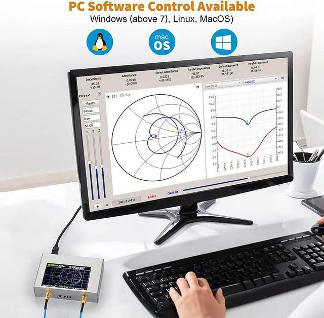 Alt view image 6 of 7 - Upgraded NanoVNA V2 PLUS4 Vector Network Analyzer 50kHz-4GHz - Antenna Analyzer S Parameters Measurements with 4'' Touchscreen | HF VHF UHF SWR, Phase, Delay, Smith Chart with 3200mAh Battery