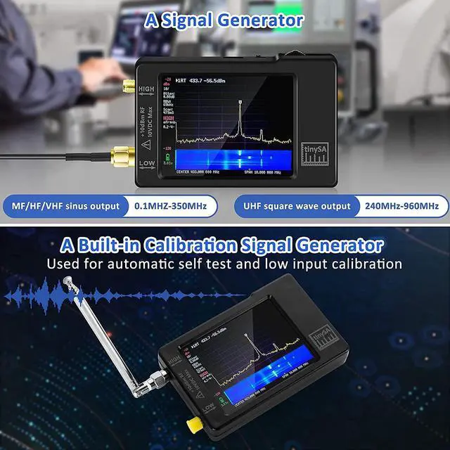Alt view image 3 of 6 - Portable tinysa Spectrum Analyzer - V0.3.1 Hand Held Frequency Analyzer | 100kHz to 960MHz MF/HF/VHF UHF Input | ESD Protected Function & 2.8 inch Touchscreen | Signal Generator