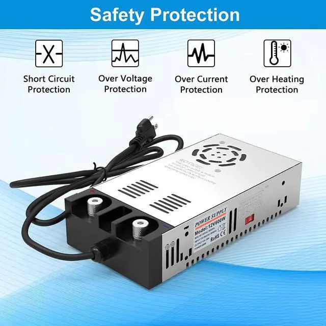 Alt view image 5 of 7 - Converter 110V AC to 12V DC Power Supply Transformer Adapter Charger Max 600W 50A