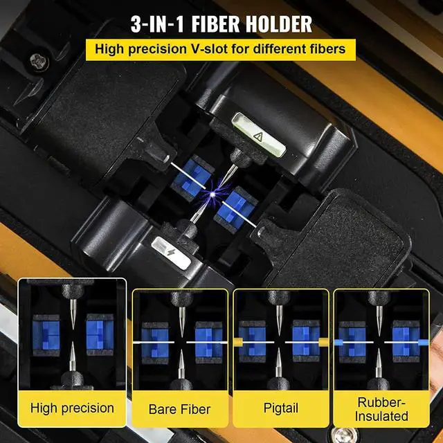 Alt view image 4 of 7 - AI-9 Fiber Fusion Splicer with 5 Seconds Splicing Time Melting 15 Seconds Heating 7800mah Fusion Splicer Machine Optical Fiber Cleaver Kit for Optical Fiber & Cable Projects