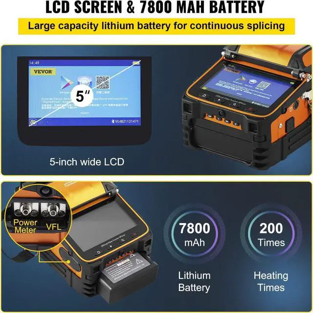 Alt view image 6 of 7 - AI-9 Fiber Fusion Splicer with 5 Seconds Splicing Time Melting 15 Seconds Heating 7800mah Fusion Splicer Machine Optical Fiber Cleaver Kit for Optical Fiber & Cable Projects